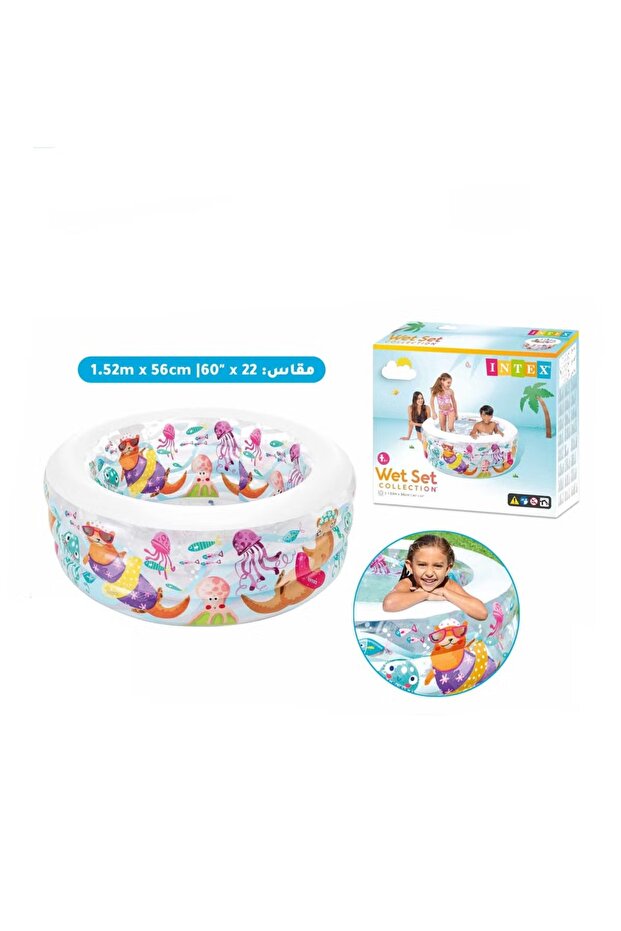 حوض سباحة دائري صغير قابل للنفخ وقابل للحمل - 1