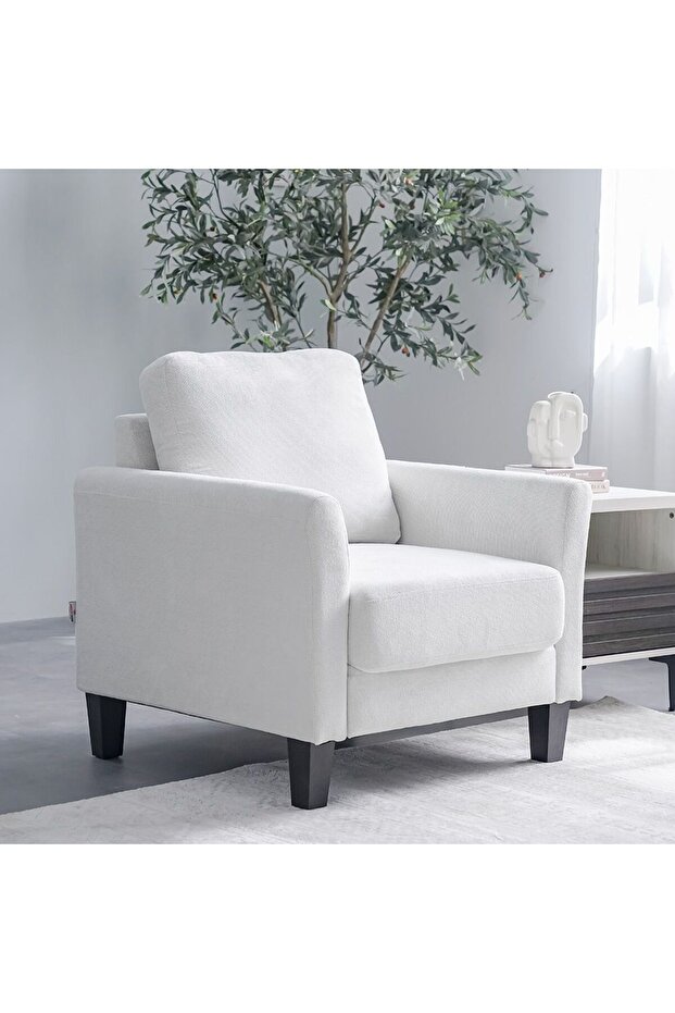 Gamorah 1 Seater Fabric Sofa - Cream L88xW85xH94cm