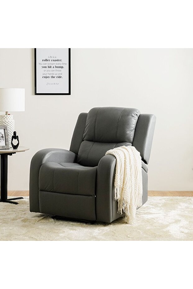Crimson 1 Seater Fabric Recliner Sofa - Grey L83xW96xH97cm