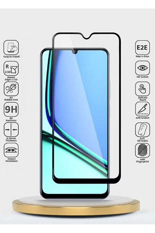 عبوة من قطعتين من واقي الشاشة الزجاجي المقوى لهاتف Realme Note 60 - أسود - 4