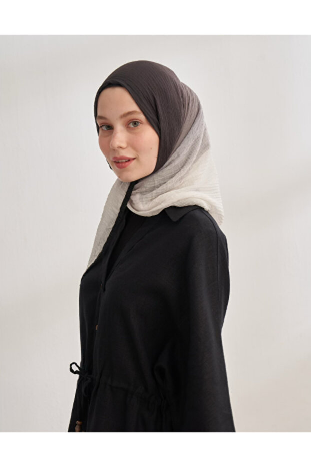 Muslin Tie-Dye Shal - Black-Cream