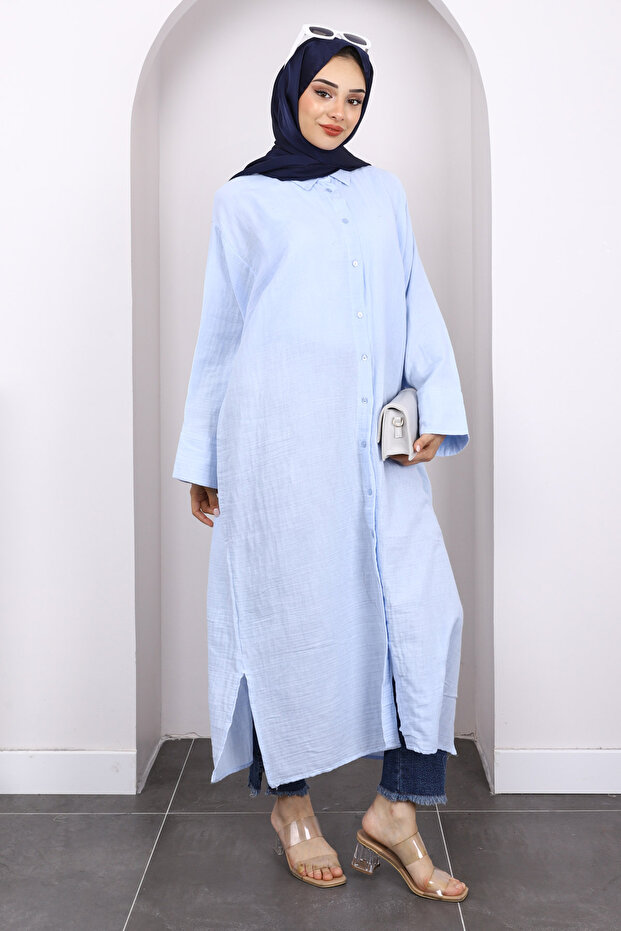 تونيك موسلين بأزرار زرقاء - 1