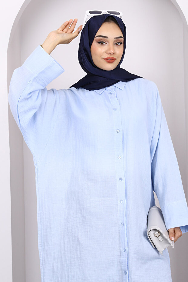 تونيك موسلين بأزرار زرقاء - 3