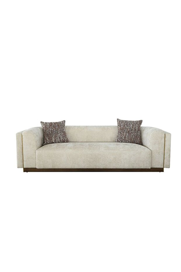 Lizeth Fabric 3 Seater Sofa - Beige L249xW103xH71cm