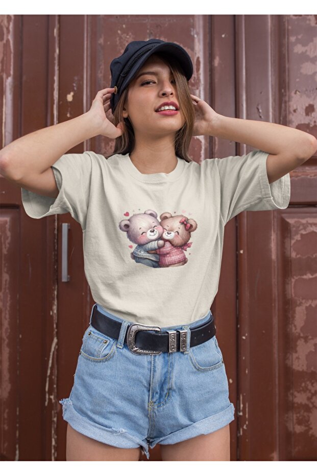 Women's Collar Transfer Printed Round Neck Short Sleeve T-Shirt