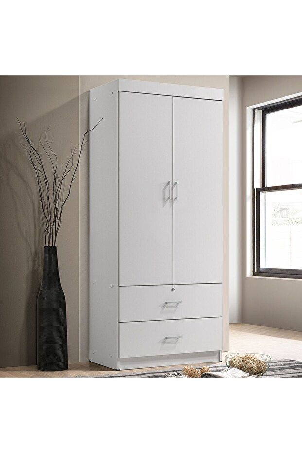 Sante 2 Door + 2 Drawer Wardrobe - White L80xW42xH181cm