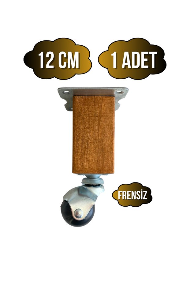 Kale Wooden Ball Wheel Leg Furniture Table Cabinet Wheel Leg (Without Brake)(12cm)(Walnut)(1 Pc)(Bech)