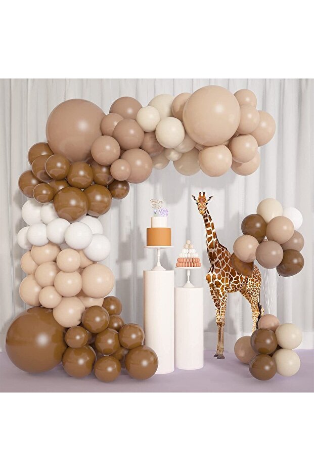 Bear Concept Balloon Set, Retro Balloon Set, Brown Balloon Set of 50