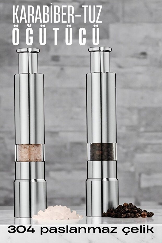 2Pcs Pepper Salt Grinder Professional 304 Stainless Steel Manual Spice Mill