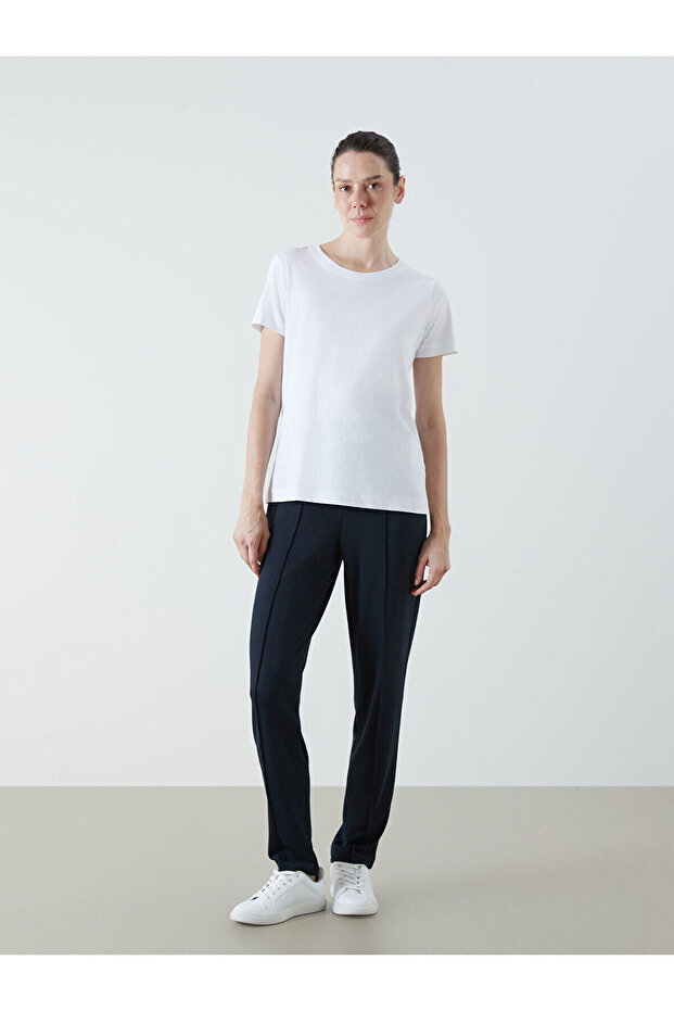 Carrot Cut Women's Trousers with Elastic Waist