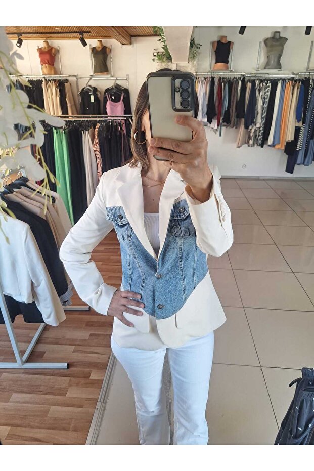 Taş ve kot karışımı ceket - 1