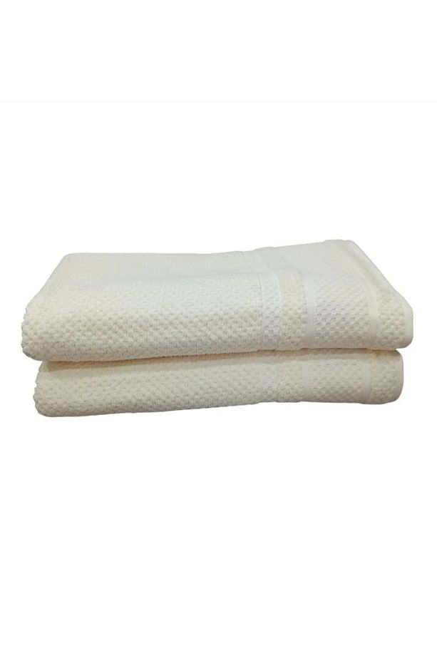 (2 Adet) Büyük Boy Banyo Havlusu 90x150 cm Krem - 4