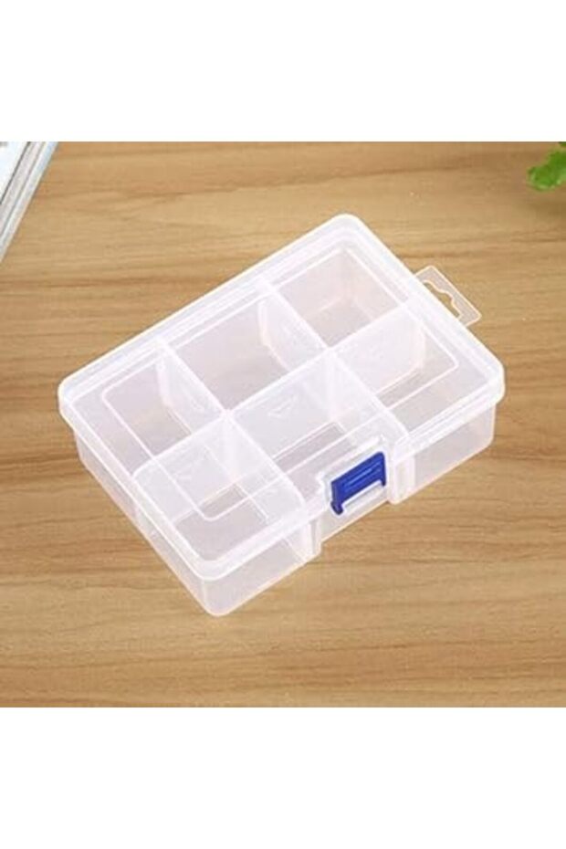 Large Plastic Jewelry Box Organizer - Adjustable Dividers, 6 Slots