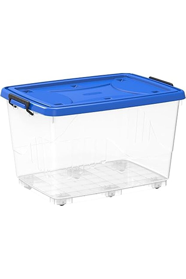132L Clear Plastic Storage Box With Wheels & Lockable Lid