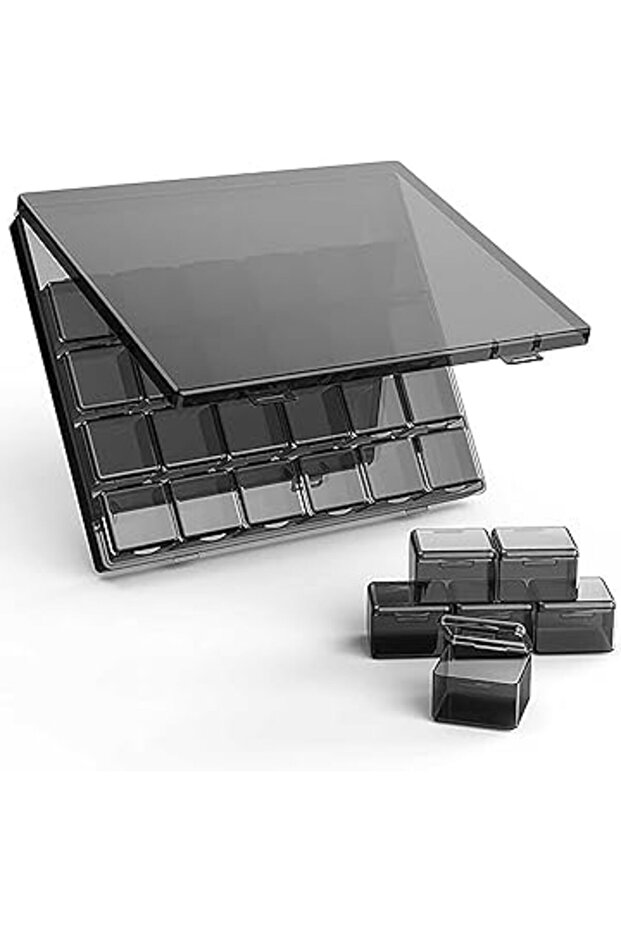 30-Pack Stackable Mini Plastic Storage Boxes with Lids for Beads, Slime, Paint, Seeds – Black