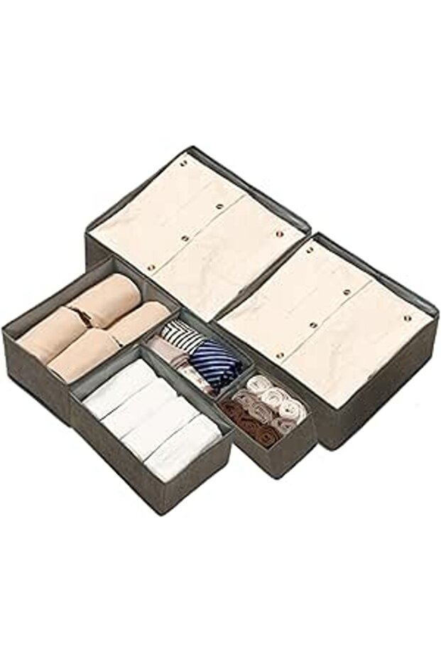 6pcs Foldable Fabric Storage Box Set – Drawer Organizers for Clothes, Underwear, Socks & More