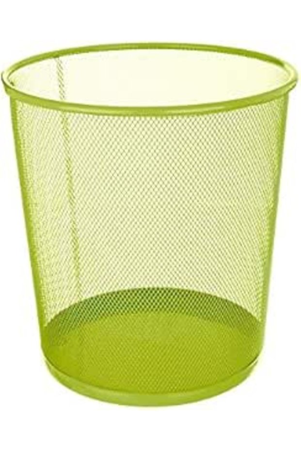 Round Paper Bin Green 23.5x19x26cm for Office & Home Waste Disposal