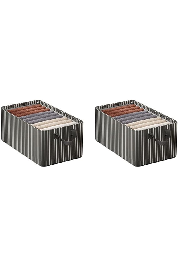 2PCS Organizer Storage Box Set with Steel Frame, Oxford Fabric, Handles – 47x28x20cm for Home Use