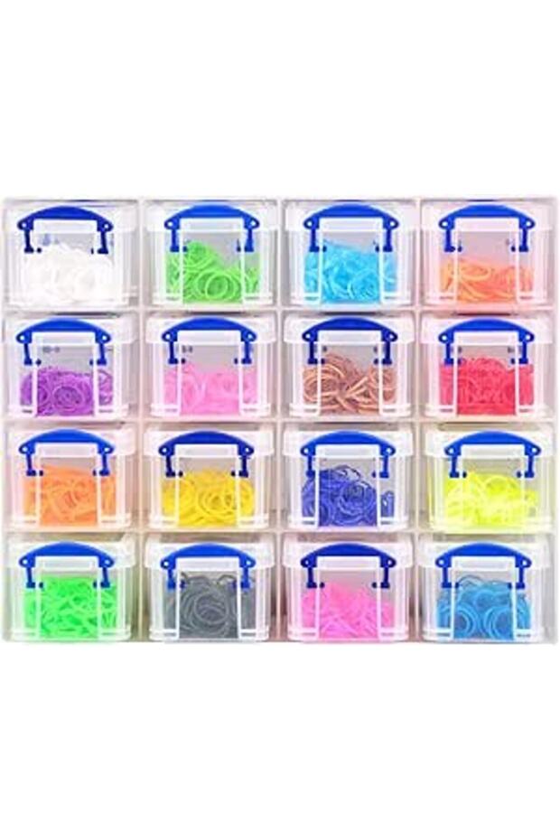 Organiser, 16 x 0.14 Litre Storage Boxes in a Clear Plastic Organiser and Clear Boxes