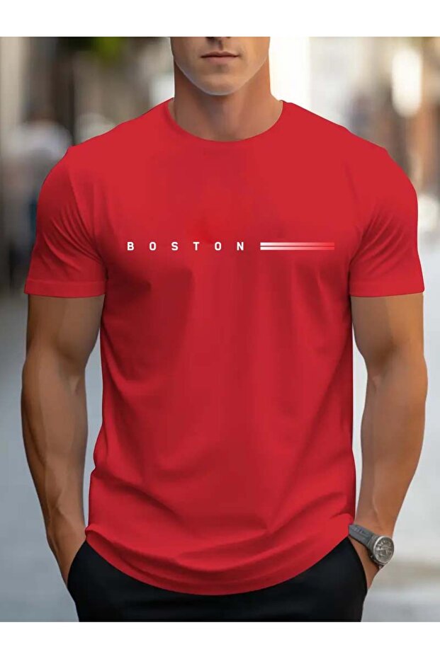 تيشيرت بتصميم مطبوع من الأمام بتصميم خاص للجنسين من Buston