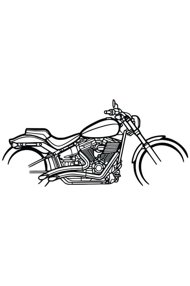 Wooden Wall Art With Self Adhesive Base - Black (Harley Davidson Motorcycle)