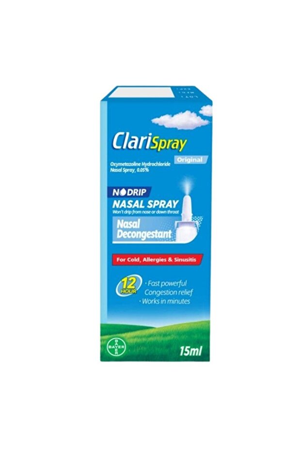ClariSpray No Drip Nasal Decongestant, Fast & Powerful Spray For Allergy Relief 15 ml