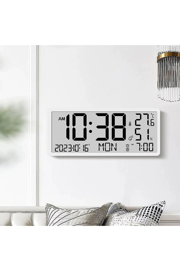 Çok Fonksiyonlu LCD Ekran Dijital Duvar Masa saati Zaman Çift Alarm Tarih Sıcaklık Nem - 1