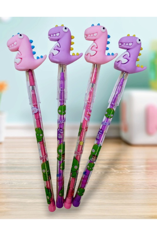 Cute Dinosaurs Egg-Laying Pencil Set Set of 4 Gift