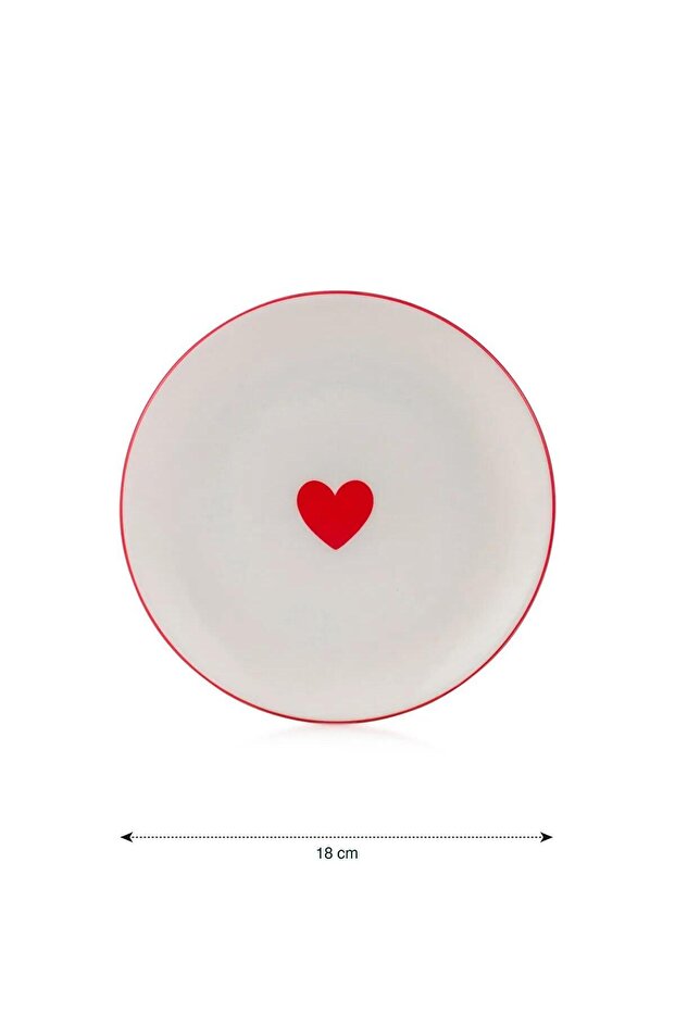 LCW HOME Kalp Baskılı Porselen Pasta Tabağı 18 cm (W5) - 4