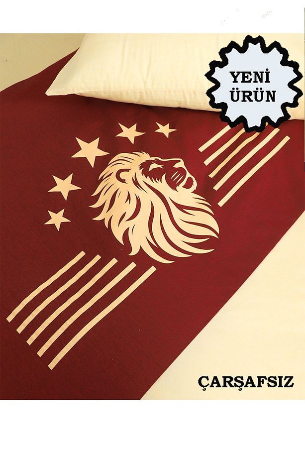 Nevresim Takımı Tek Kişilik Taraftar Seti Sarı Kırmızı Ultra Aslan Çıtçıtlı Çarşafsız Kolay Ütülenir - 1