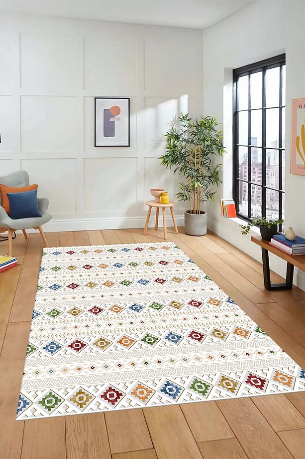 DİJİTAL BASKILI Kaymaz Taban Yıkanabilir Modern Mutfak Halısı Salon Halısı Yolluk - 1