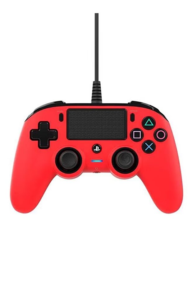 وحدة تحكم سلكية مدمجة لجهاز بلاي ستيشن 4 باللون الأحمر - 1