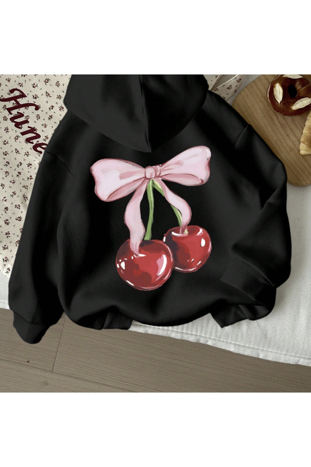 Unisex Men/Women Colorful Cherry Custom Printed Cotton Oversize Hooded Sweatshirt