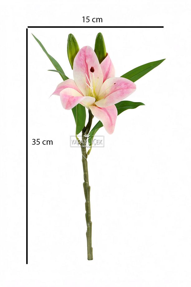 Yapay Çiçek Küçük 1 Dal Islak Zambak 35 cm Pembe - 3