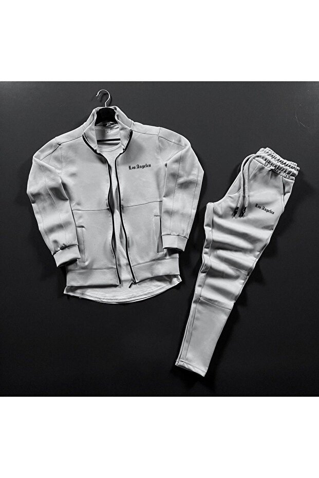 Los Angeles Gray Men's Printed Scuba 2-Piece Tracksuit Set