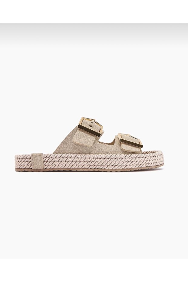 Çift Tokalı Örgü Taban Terlik - 3