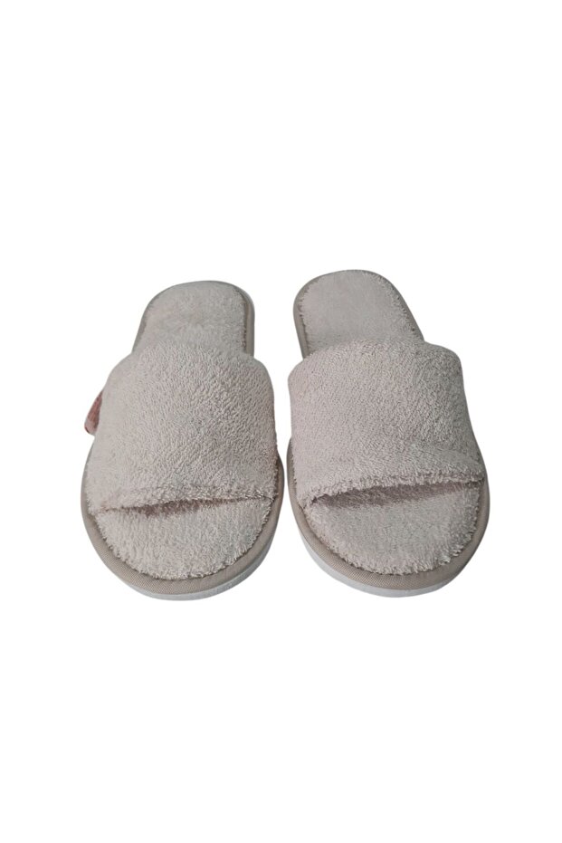 Women's Open Toe Towel Slippers - Beige