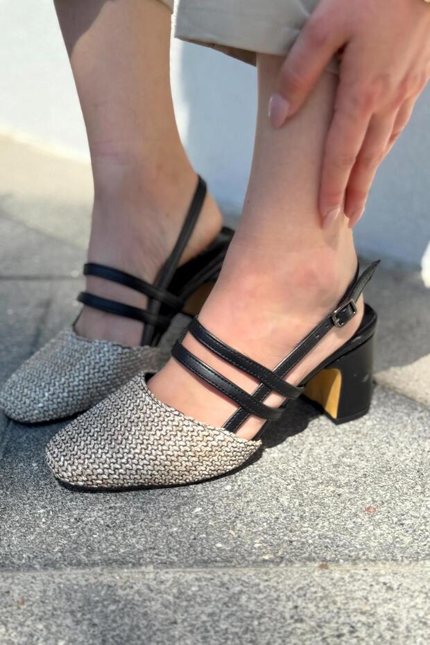 Marlo Matte Leather Black Straw Detailed Mary Jane