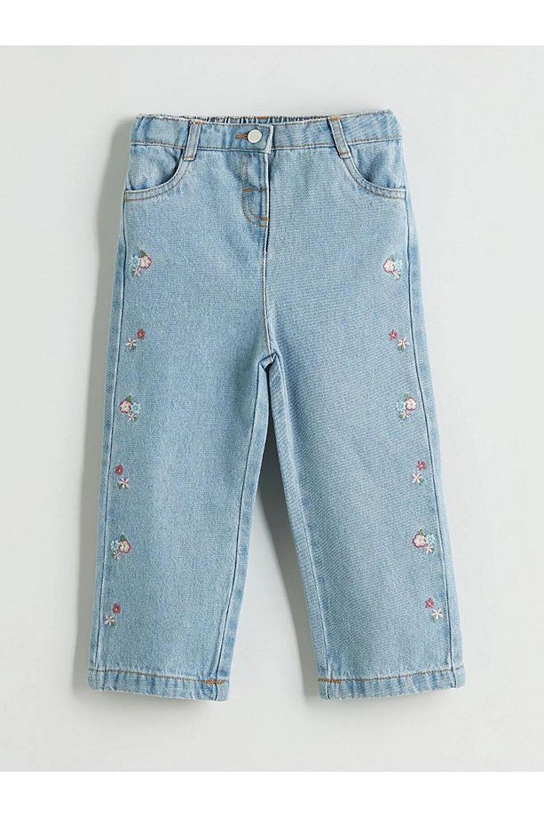LCW baby Çiçek Nakışlı Kız Çocuk Jean Pantolon (W5) - 1