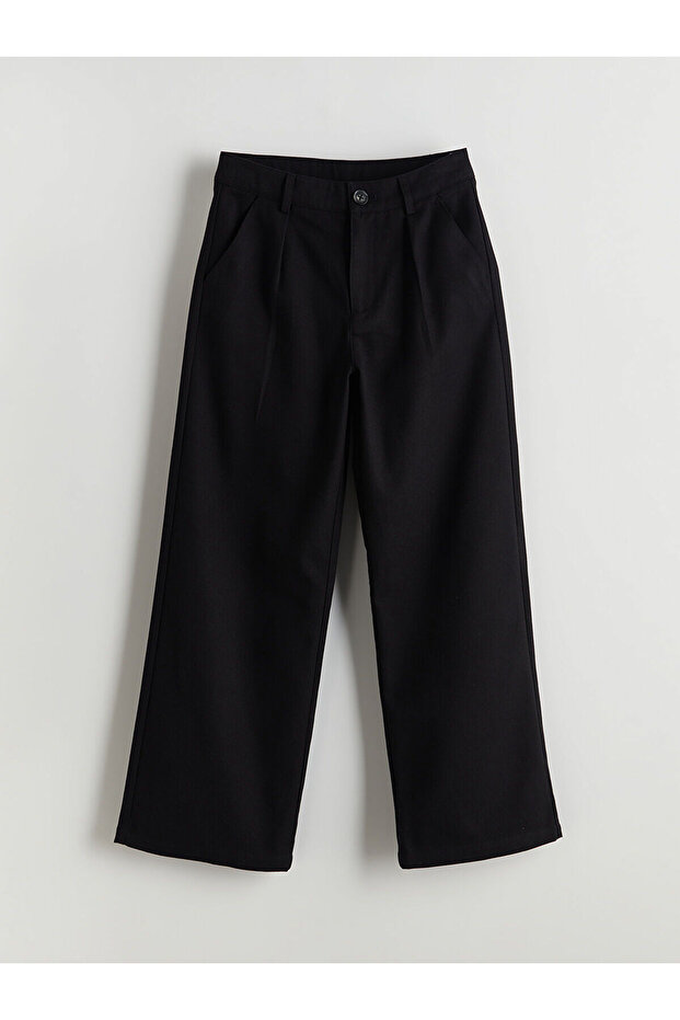 Wideleg Pleated Girl's Trousers