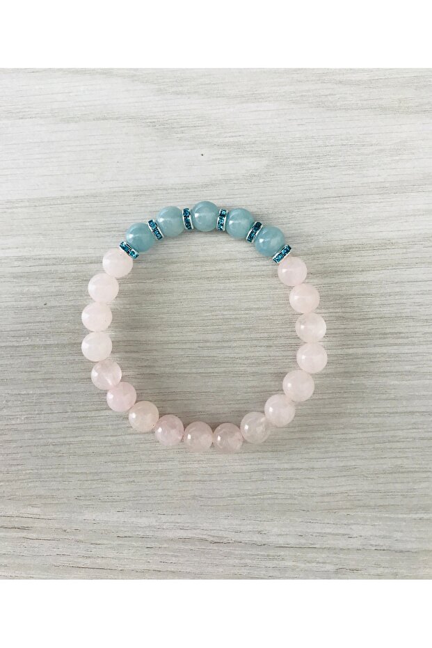 Relaxation, Peace, Energy Bracelet Real Pink Quartz, Blue Quartz Bracelet Mk100158