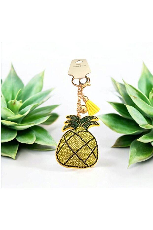 Pineapple Figured Stone Bag Ornament and Keychain
