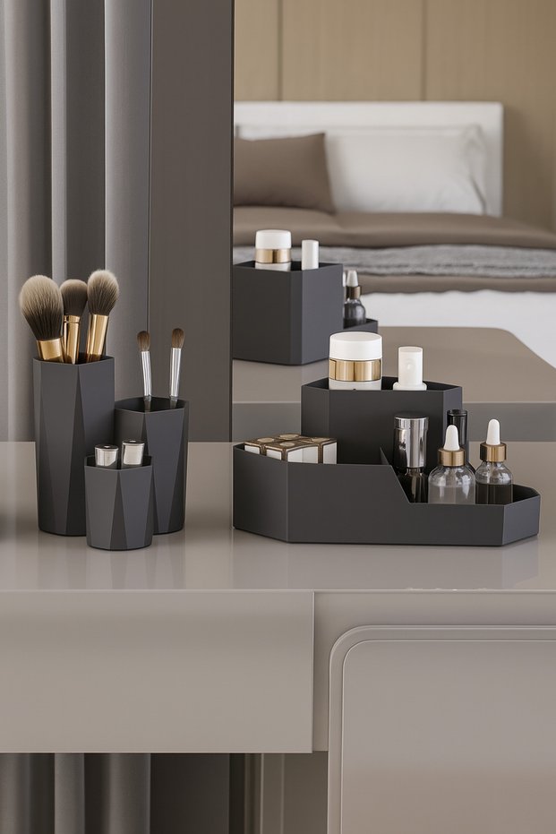 2 Pieces Makeup Jewelry Makeup Brush Cosmetic Serum Box Organizer Organizer Set