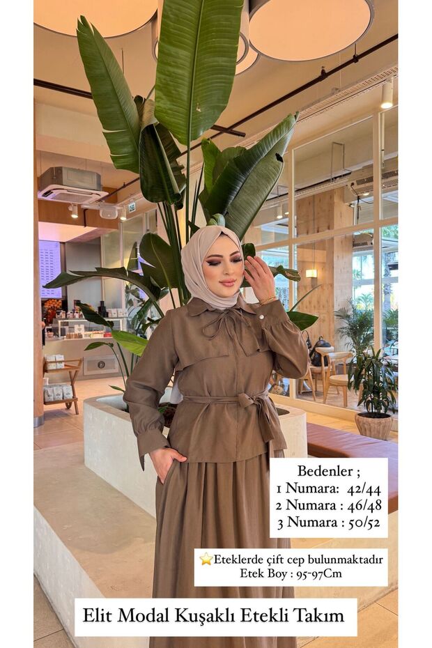Elite Modal Belted Skirt Suit
