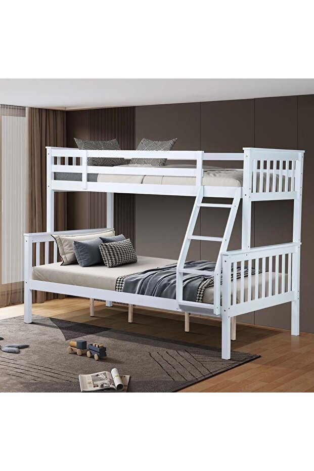 Derby 90x200/120x200 Solid Wood Twin Bunk Bed - White L210xW129xH163cm