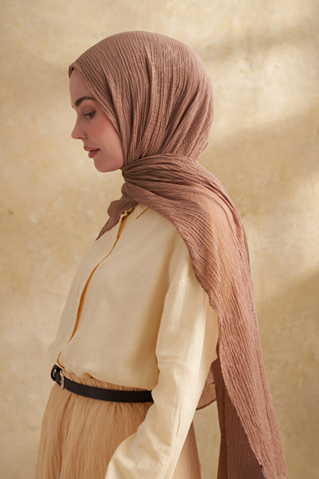 شال بنمط أوراق الموسلين - مينك - 2