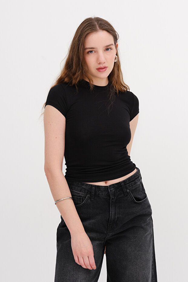 Bisiklet Yaka Modal Basic T-shirt P0365 - 1