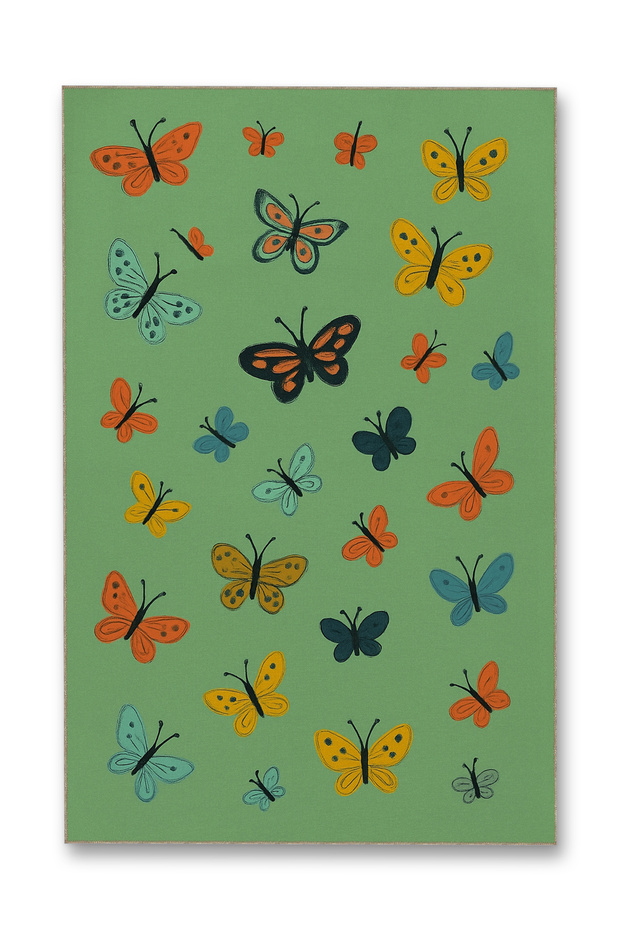 Mosso Colorful Butterflies Patterned Woven Base Modern Decorative Carpet Mosso136