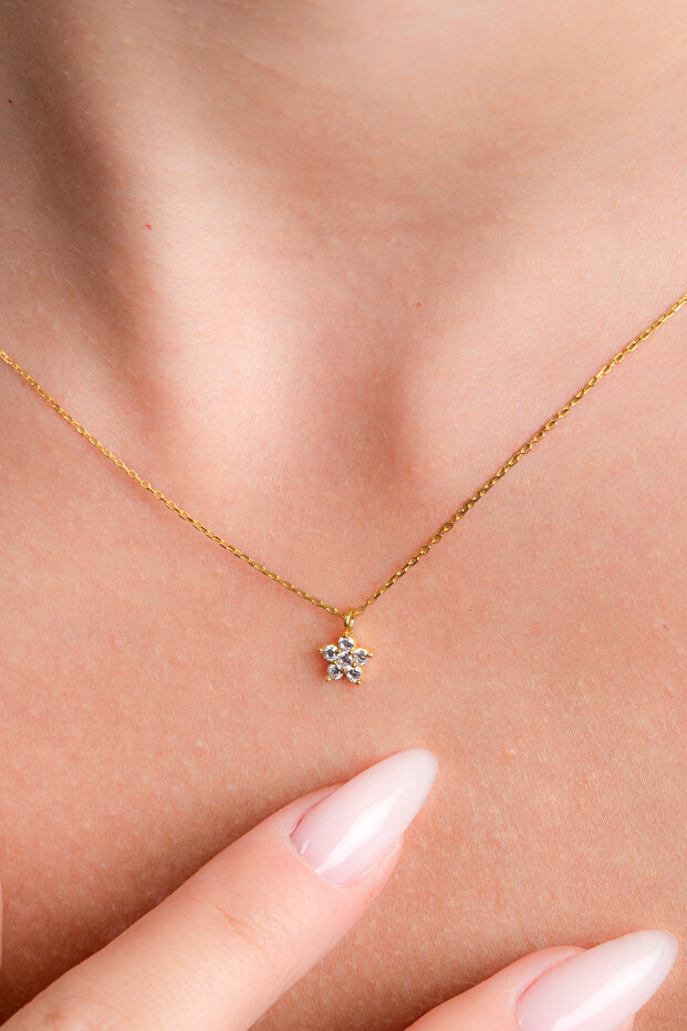 925 Ayar Gümüş Minimal Lotus Çiçek Kolye Elkab92265A - 3