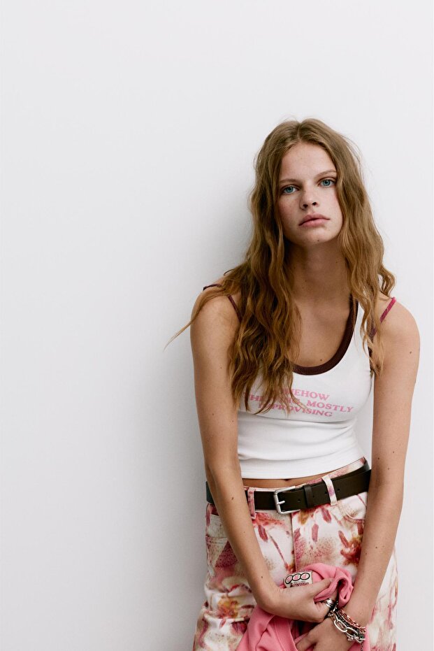 Yazılı fitilli tank top - 1